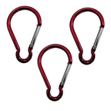Maxbell 3pcs Aluminum Camping Keychain Carabiner Spring Snap Hook Buckle Clip Red
