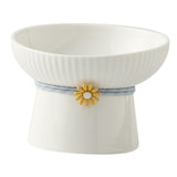 Maxbell Porcelain Pet Feeder Raised Cat Dish High Foot Non Spillage Cat Dog Bowl Solid Color Tilted