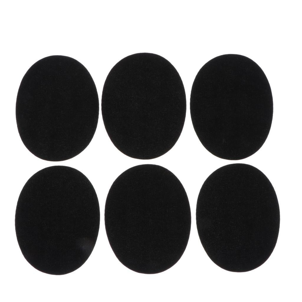 Max 6pcs Oval Shape Iron-on Patch Suede Elbow Applique Cloth Badge Black