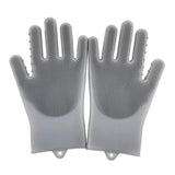 Max Silicone Dish Washing Cleaning Gloves Scrubber Household Kitchen Grey