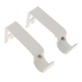 Max Set of 2Pcs Adjustable Metal Curtain Pole Rod Wall Bracket Hook Holder White
