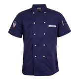 Maxbell Chef Jacket Coat Uniform Short Sleeve Hotel Kitchen Cook Apparel L Blue