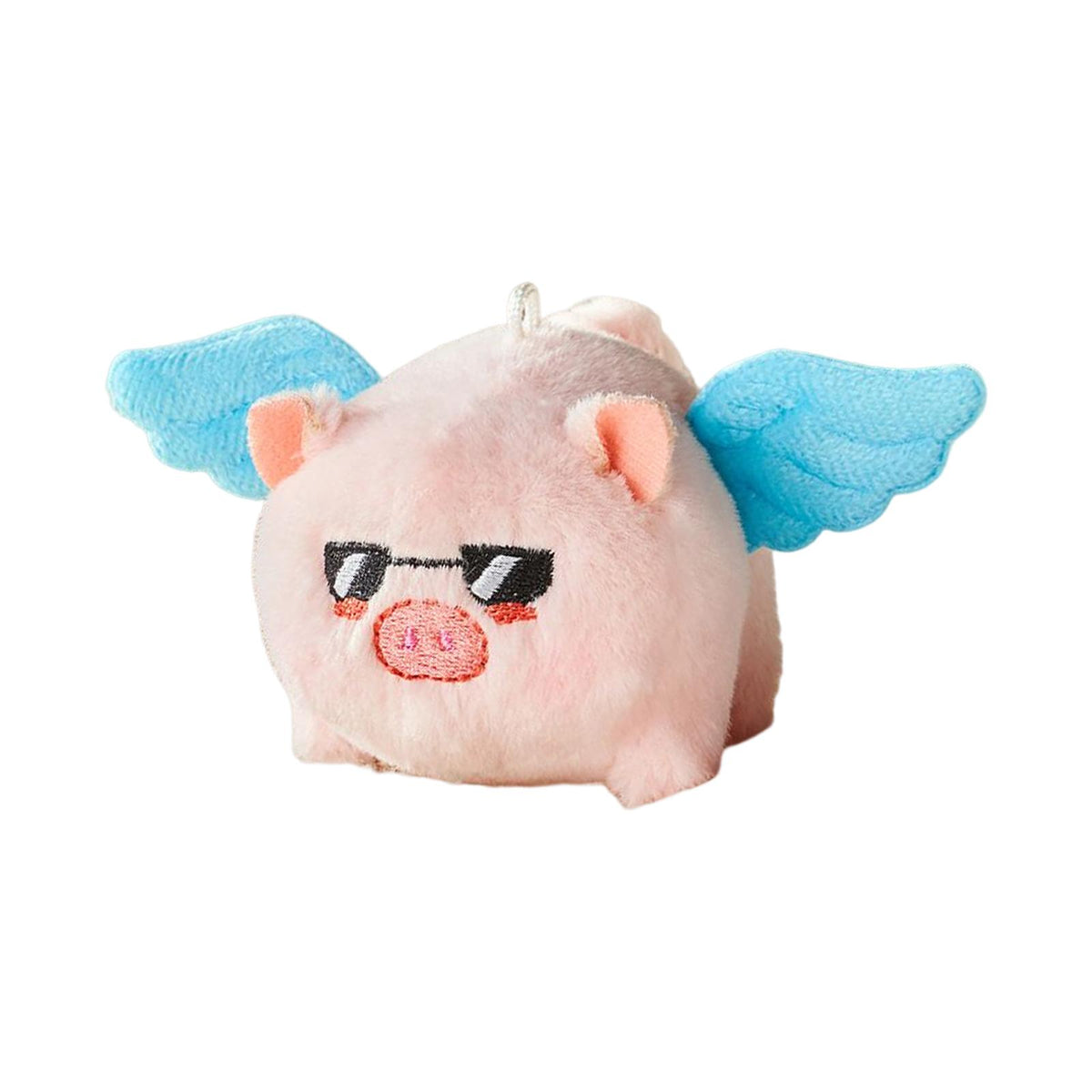 Maxbell Stuffed Animal Shaking and Wagging Tail Pig Keychain for Bag Decoration Blue