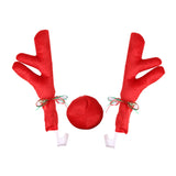Maxbell 3Pcs Xmas Car Antlers Decoration front Grille for Truck Auto Red