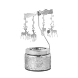 Maxbell Elegant Rotating Candlestick Tealight Holder for Fireplace Home Decoration Elk Argent