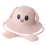 Maxbell Rabbit Ear Sunshade Straw Hat Trendy Fisherman Caps for Street Trips Outdoor Light Pink