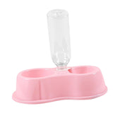 Maxbell Pet Cat Double Bowl Feeder Automatic Water Dispenser Bottom Non Slip Durable Pink