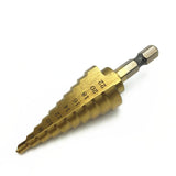 Maxbell Titanium Coated HSS Step Drill 4-22MM Hex Shank 1/4 Hole Cutter Drilling Tool