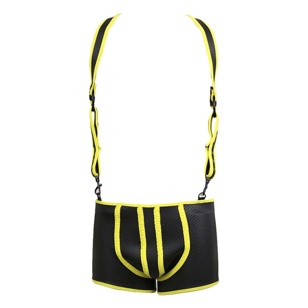 Maxbell Men Suspenders Harness Adjustable Cosplay Clubwear Underwear Costume Yellow