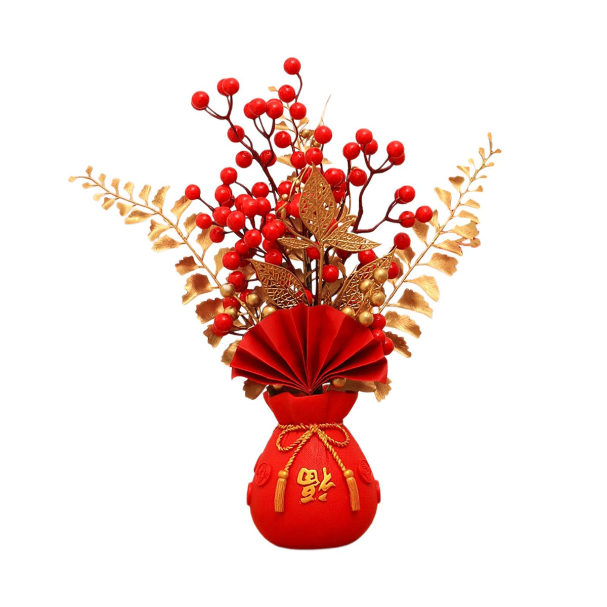 Maxbell Chinese New Year Ornament Spring Festival Holly Flower Bouquet Decor Desktop Style E