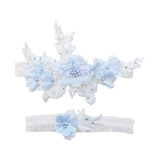 Maxbell 2 Pieces Wedding Bride Lace Garter soft Garter for Banquet Dance Dating blue