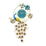 Maxbell Peacock Wall Clock Non Ticking Wall Art Decor Ornament Metal Hanging Clock