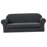 Max 2 Piece Design Polyester Fabric Stretch Sofa Couch Slipcover Gray_3 Seat