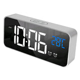 Max Multipurpose Full LED HD Mute Bedside Mirror Electronic Alarm Clock Silver
