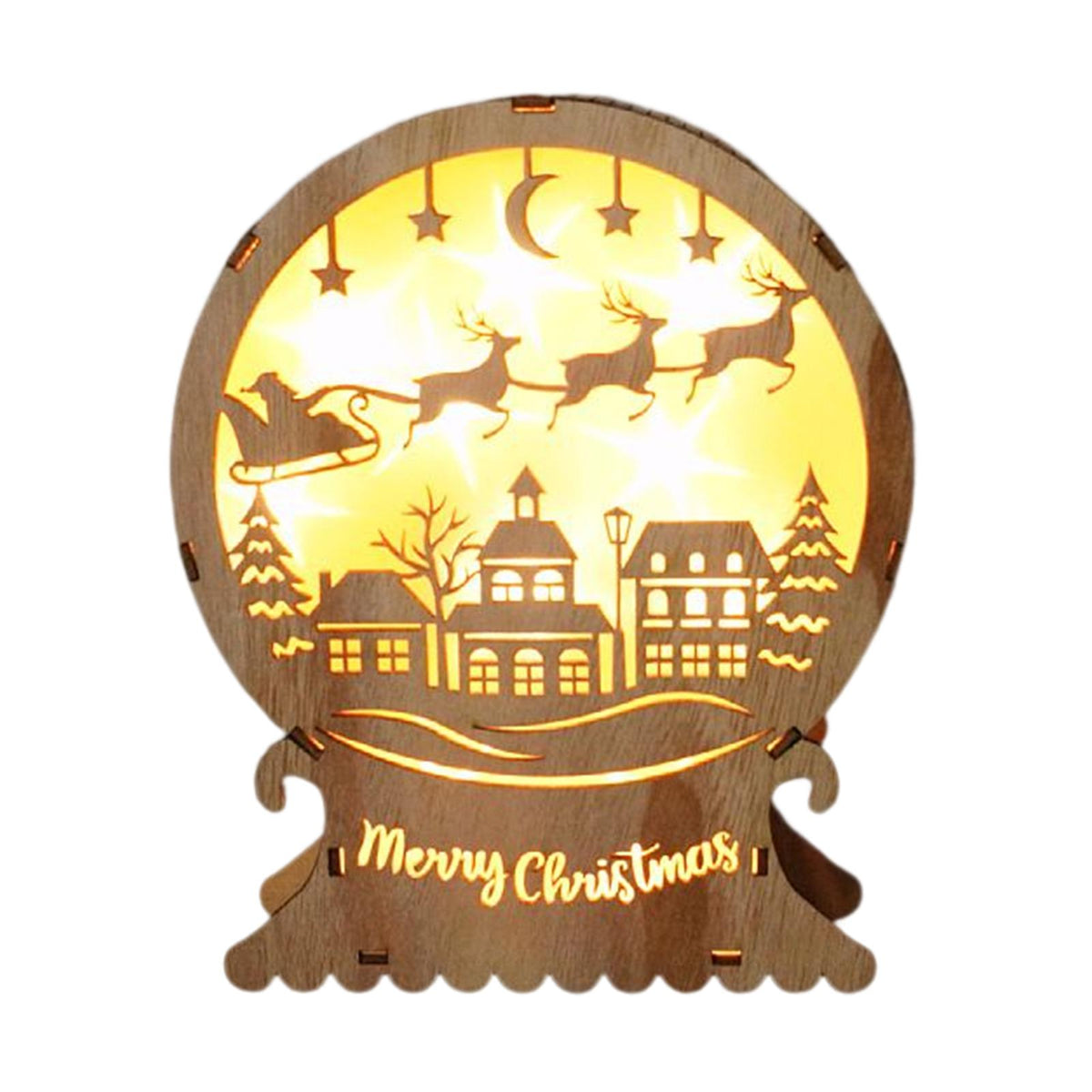 Maxbell Christmas Luminous Wooden House Creative Decorative for Home Style A