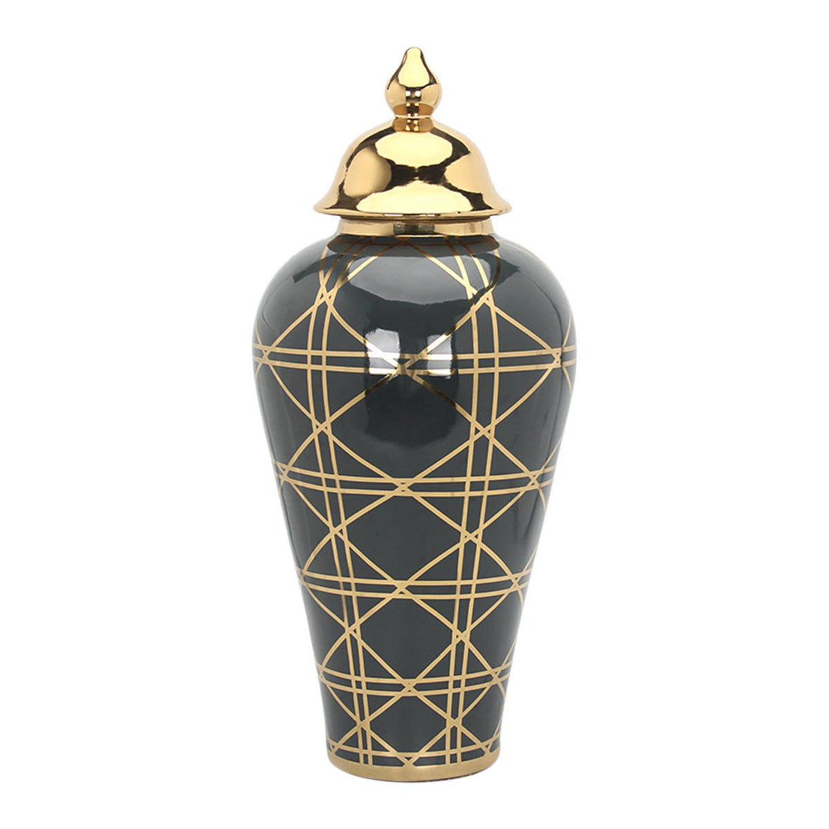 Maxbell Ceramic Ginger Jar Vase Decor Porcelain Storage Jar Temple Jar Collectible 22cmx48cm