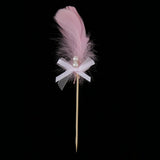 Maxbell Cake Topper Insert Sticks with Feather Wedding Party Cake Decoration Pink