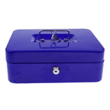 Max Lockable Cash Box Deposit Slot Cash Money Box Safe with 2 Key Portable Blue