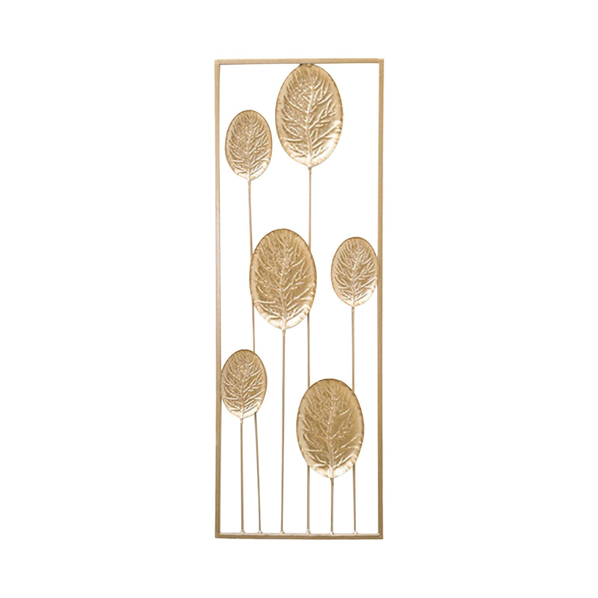 Maxbell Metal Wall Decor Sculpture Corridor Farmhouse Leaves Wall Art Line Drawing Round Leaf Right