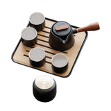 Maxbell 7x Chinese Style Black Pottery Tea Pot Four Cups Teaware for Home Travel