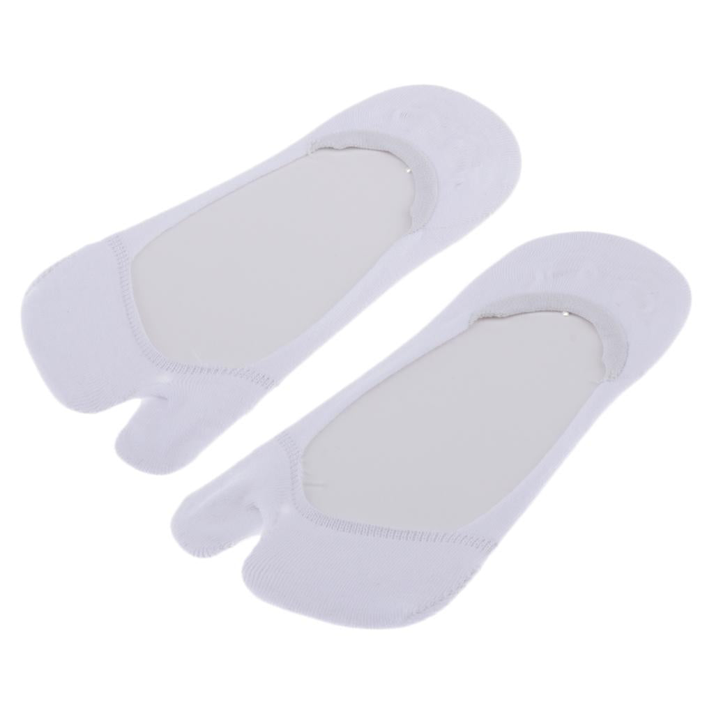Maxbell Women No Show Socks Tabi Socks Non Slip Low Cut Cotton Boat Socks White
