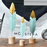 Max Creative Iron Feather Shaped Decorative Desk Ornaments Home Decor Green M