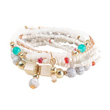 Maxbell Stacking Beads Bracelet Multicolor Fashion Jewelry Gift Multi Layer Bohemian White