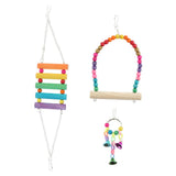 Max 3 Pcs Parrot Toy Supplies Cage Accessories Swing Bells Ladder Toy for Parrot
