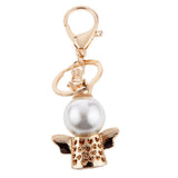 Maxbell Rhinestone Crystal Key Ring Queen Crown Angel Pendant Car Key Holder Gold