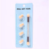 Maxbell Nail Sponge Brush with Rhinestone Acrylic Handle Manicure Tool Shading White