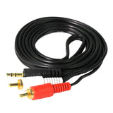 Max 1M 3.5mm Stereo Male to 2 RCA Dual Audio Male Adapter Speaker Cable Black