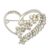 Maxbell Luxury Rhinestone Love Heart Charms Brooches Pins Jewelry Silver Tone Decorations