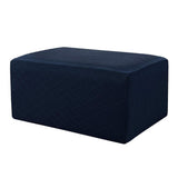 Max Storage Ottoman Stool Cover Footstool Stretch Grid Slipcover Dark Blue