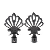 Max 2xCurtain Rod Heads Cap Drape Pole Ends Black Crown_13.7x8.7x2.2cm