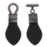 Maxbell 1 Pair PU Leather Toggle Buttons with Metal Hook Coat Fastener DIY Silver