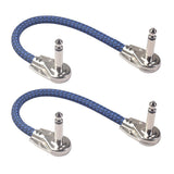 Maxbell Guitar Pedal Cable M to M Right Angle 20cm 6.35mm Cables for Effect Blue