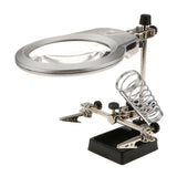Maxbell LED Magnifying Glass with Soldering Iron Stand Adjustable Clip Clamps Silver