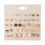 Max Korean Fashion 20pcs Stud Earrings Beads Artificial Pearl Flower Heart Shape