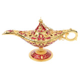 Maxbell Shiny Vintage Metal Aladdin Genie Light Lamp Tabletop Accent Gold-Red