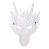 Maxbell 3D Dragon Masks Half Face Cover for Cosplay Costume Accessories Photo Prop White