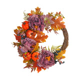 Maxbell Front Door Fall Wreath Artificial Garland Flower Party Autumn Harvest Wreath Violet Flower