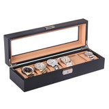 Maxbell Fashion Luxury Black 6/12Grids PU Leather Watch Box Storage Cases 6 Grids