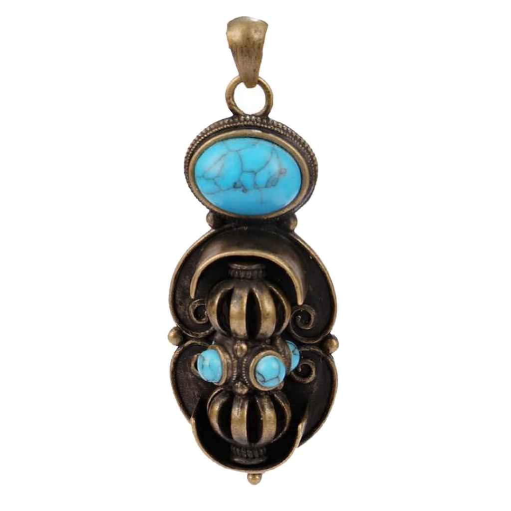 Maxbell Tibetan Buddhist Lama Antique Rotating Vajra Pestle Amulet Pendant Bronze