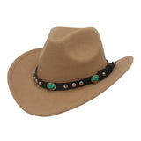 Maxbell Felt Western Cowboy Hat Wide Brim Jazz Hat Vintage Sun Visor Hat for Travel Brown