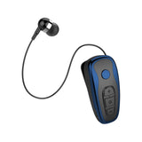 Maxbell Retractable Clip On Wireless Headset with Mic for Phone Sport Running Blue