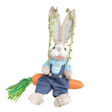 Maxbell Easter Bunny Figurine Cartoon Straw Rabbit Statue for Porch Tabletop Bedroom Male