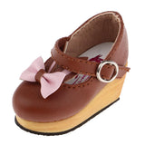 Max Lovely Doll Slipsole Bow PU Leather Shoes for Blythe Dolls Accessory Brown