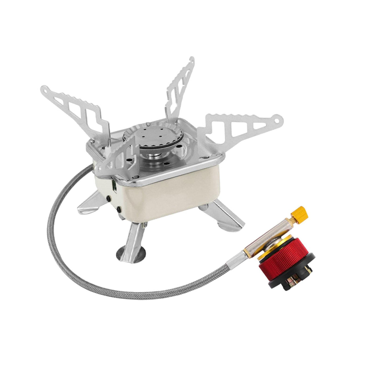 Maxbell Camping Gas Stove Folding Mini Furnace Camp Stove for Garden Outdoor Cooking Tube Adapter White