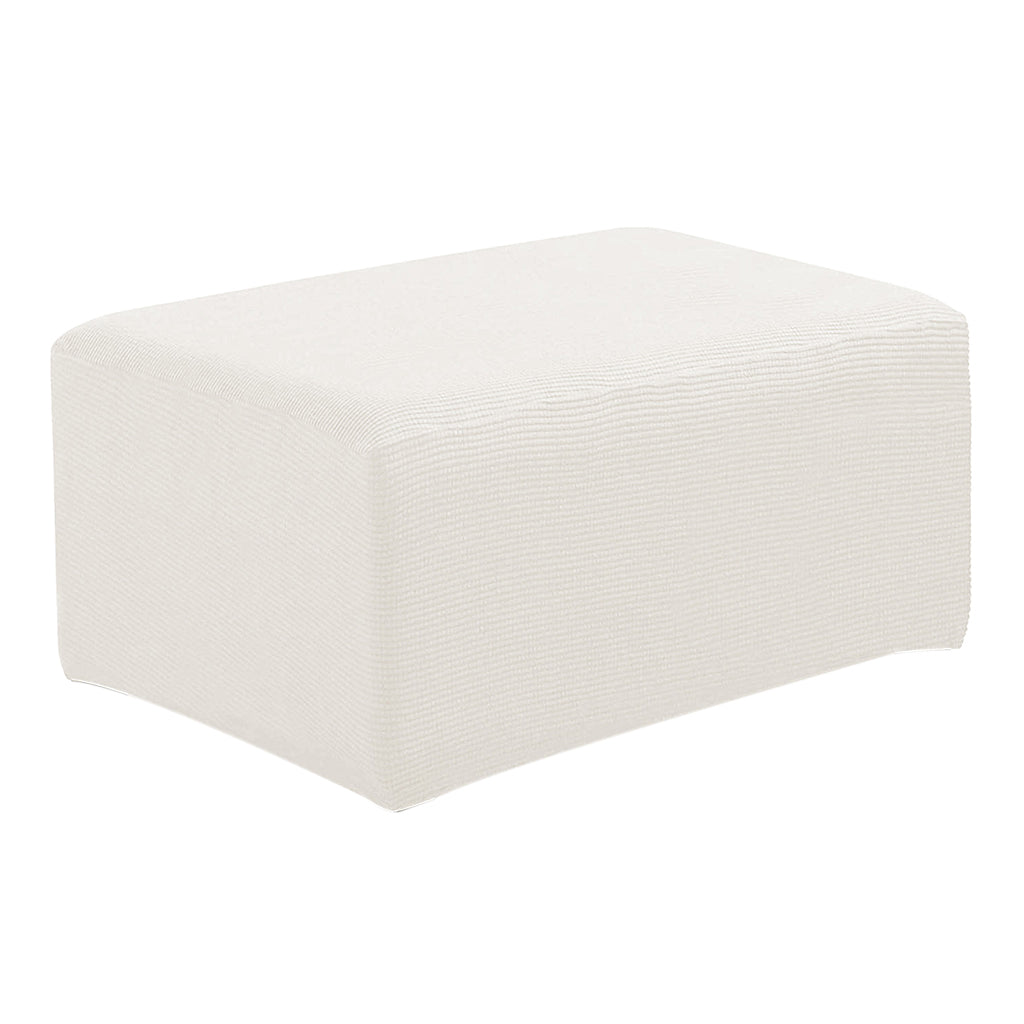 Max Maxb Stretch Ottoman Pouf Cover Footrest Stool Slipcover Protector White