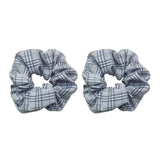 Max Maxb 2 Pieces Plaid Style Womens Hair Scrunchies Elastic Hair Bands Headwear Gray